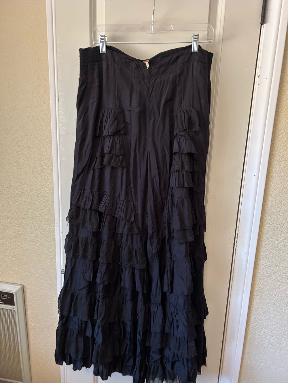 Free People Black Tiered Ruffle Maxi Trousers